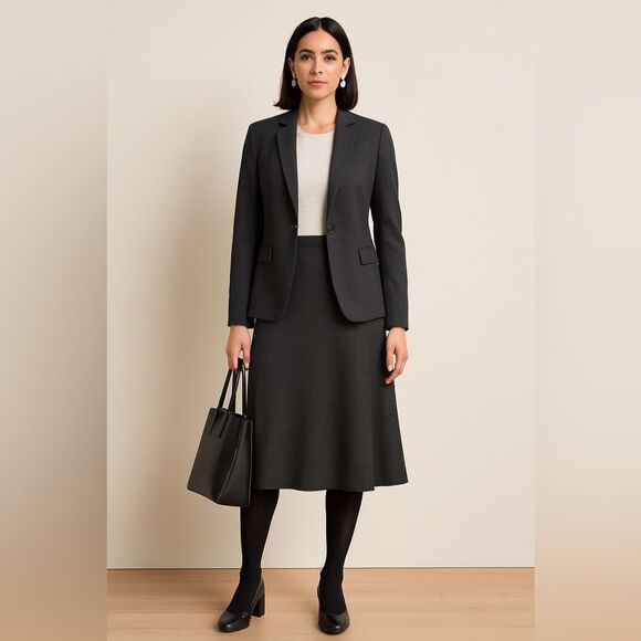 Eileen Fisher Petite Merino Wool Midi Skirt NWT | A-Line Capsule Wardrobe Medium - Picture 10 of 10